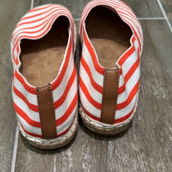 Vionic Red Orange and White Striped Espadrilles - Picture 3 of 9